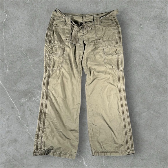 Pants - DKNY Pants Womens 12 Tan Low Rise Cargo Utility Y2K Grunge Flare 2000s Girlie